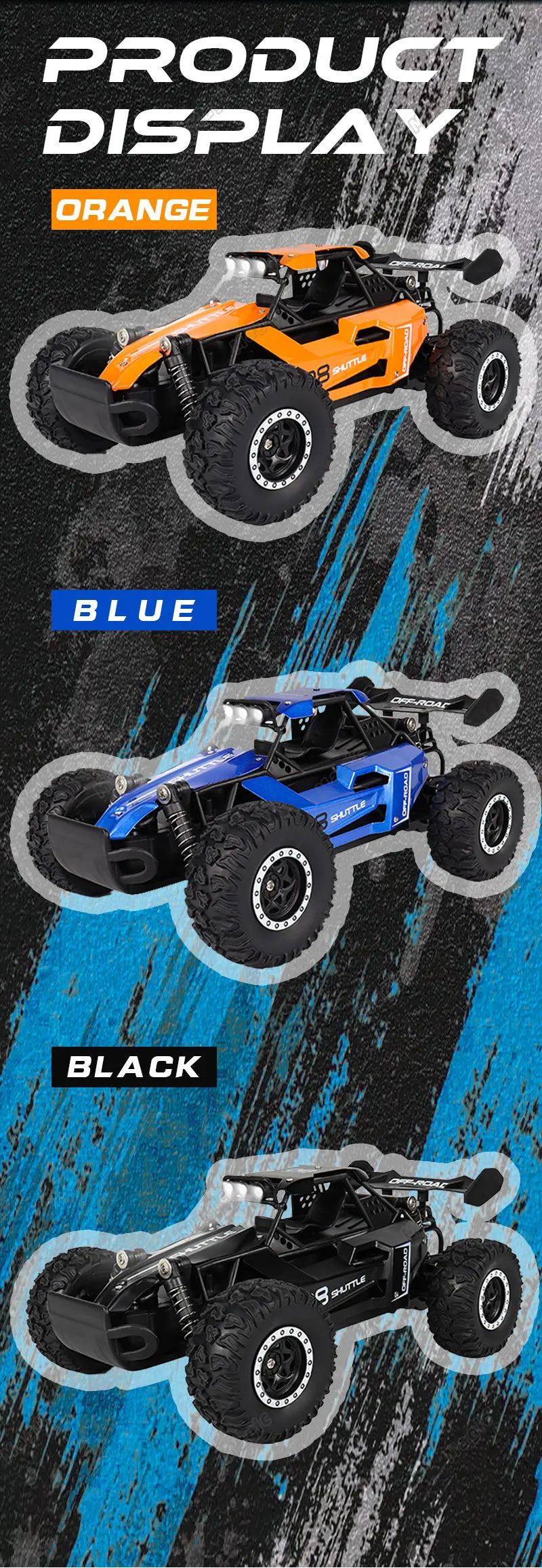 RC Car 2.4Gh Model With LED Lights 2WD High Speed Off-road Remote Control Climbing Vehicle Outdoor Cars Drift Kid Toys Boys Gift