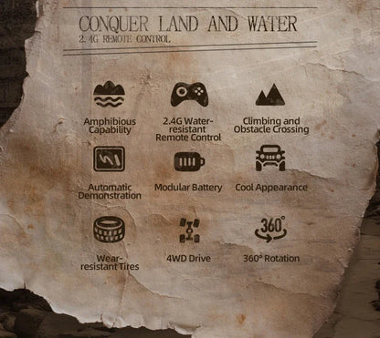 KBDFA Q215 Amphibious RC Car 2.4G 4WD Remote Control Truck Climbing Off Road Waterproof Armored Vehicles Kid Toys Gift