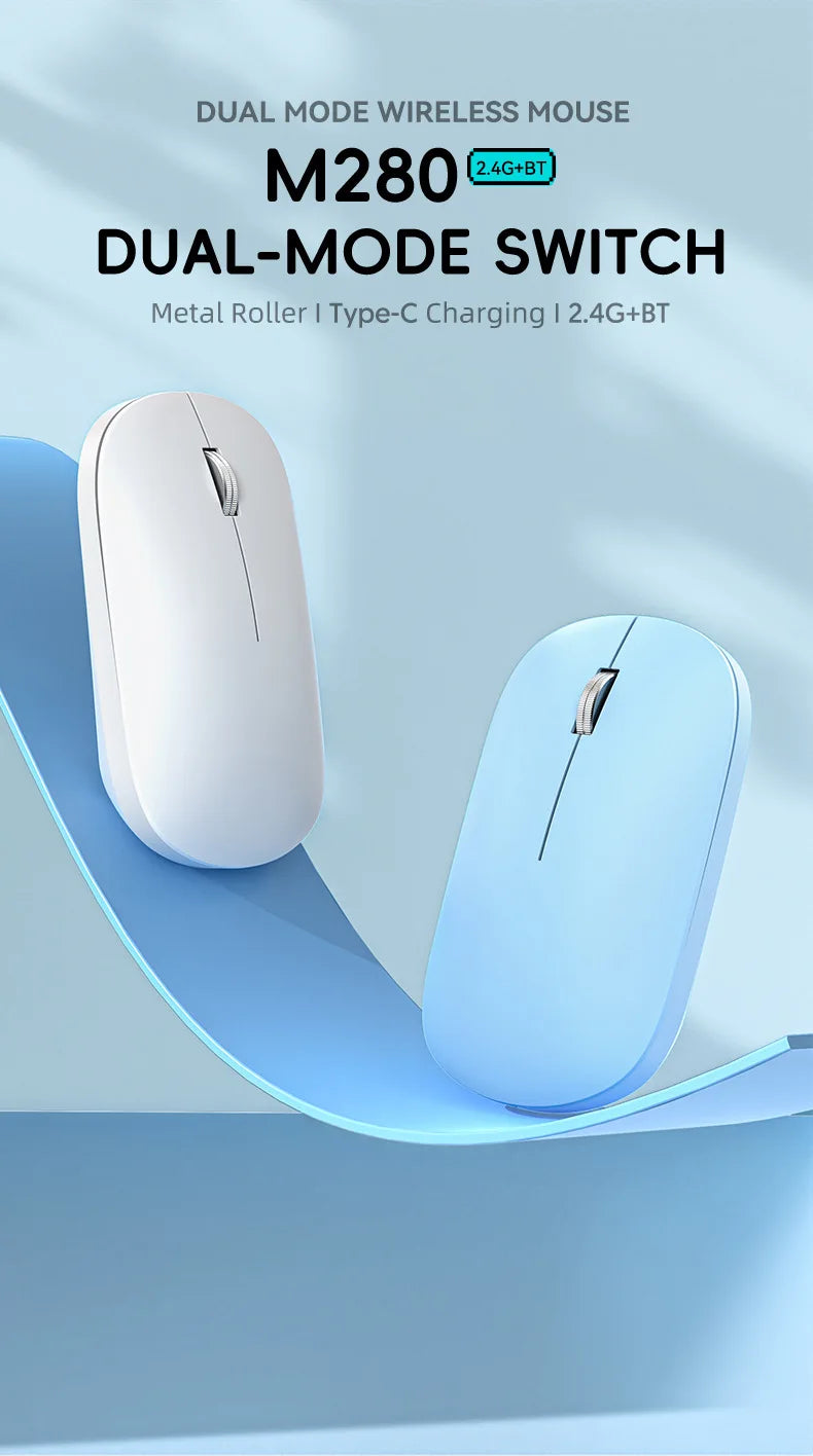 Xiaomi Bluetooth Wireless Mouse Dual Mode DPI Adjustable 2.4G Type-C Rechargeable Silent Ergonomic Morandi Portable Office Mouse