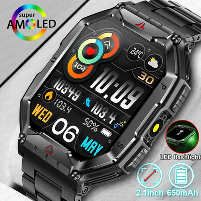2.1 Inch AMOLED HD Screen Smartwatch Men Compass GPS Outdoor Sports Health Monitoring 1ATM Waterproof Bluetooth Call Smart watch