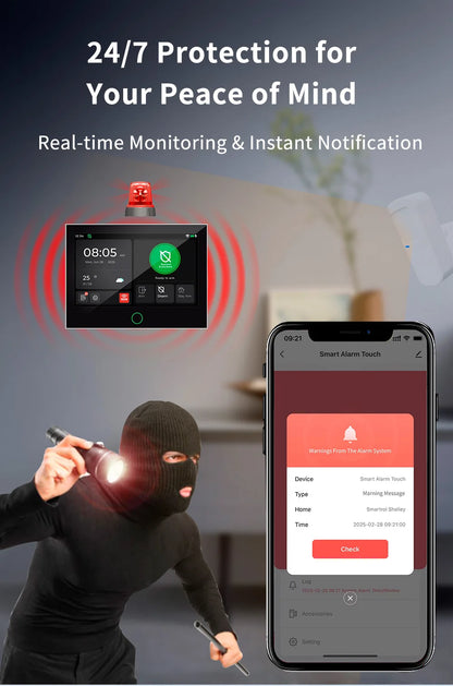 KERUI G70 4G Alarm Security System 7-inch Large IPS Touch Screen Home Alarm for House Security Protection Alexa Tuya Smart APP