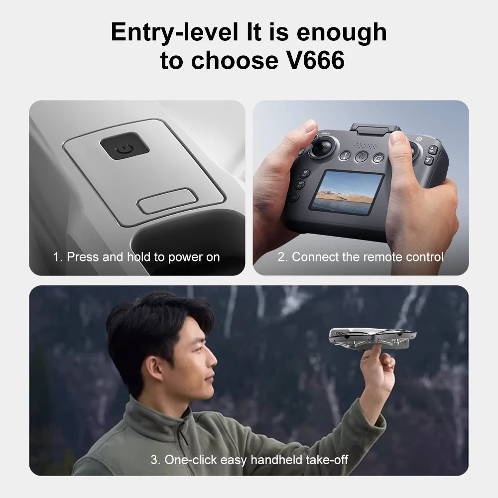 V666 Drone 4k HD Camera ESC 180° Aerial Aircraft Brushless RC Quadcopter Air Pressure Fixed Height Remote Control Airplane Gift