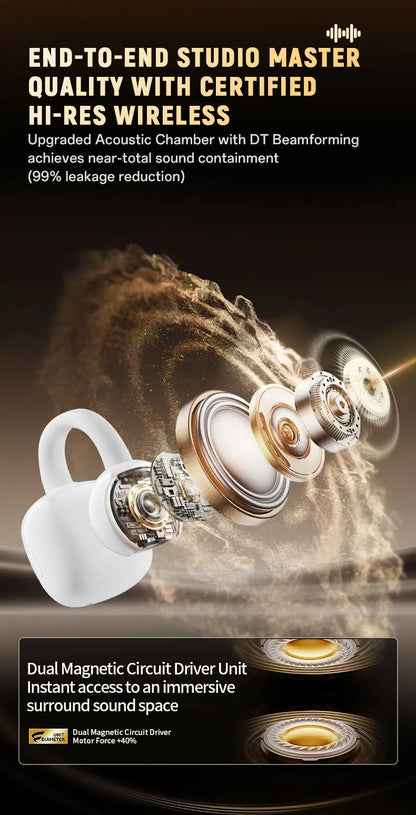 Ear Clip Earbuds 6th Gen Bluetooth 6.0 Headphones Surround Sound Earphone Touch Control Wireless Headset Noise Reduction HD Call