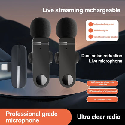 2.4G Wireless Lavalier Microphone With Windproof Cove Audio Video Recording Mini Mic For Android Mobile Phone Microphone