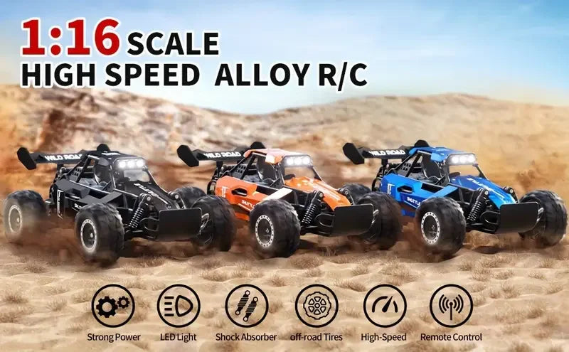 Rc Cars 1:16 2WD Off-Road RC Truck All Terrain 2.4G Electric RC Car High Speed 20KM/H Remote Control Car with LED Lights Kid Toy