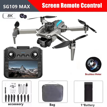Professional SG109 MAX GPS Drone 8K Camera Aerial FPV Brush Avoiding Obstacle with Large Screen Remote Control Folding Dron