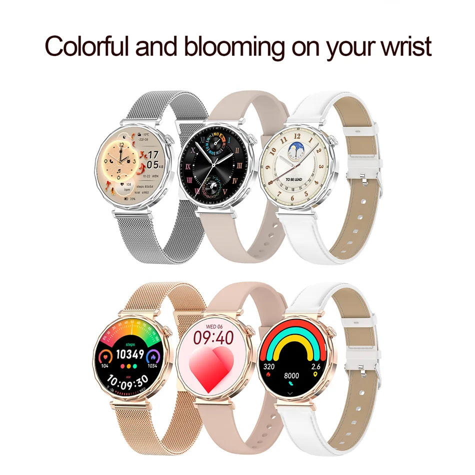 2025 New Fashion Bluetooth Call Smart Watch Women AMOLED HD Screen Health Monitoring 100+ Sports Mode Smartwatches IOS