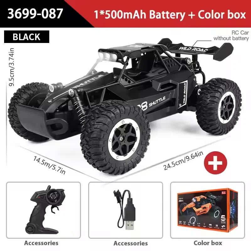 Rc Cars 1:16 2WD Off-Road RC Truck All Terrain 2.4G Electric RC Car High Speed 20KM/H Remote Control Car with LED Lights Kid Toy
