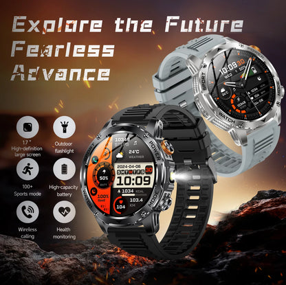 LIGE New Smart Watch Men 1000mAh Large Capacity Battery Outdoor Flashlight Bluetooth Call Waterproof Sport Fitness Smartwatch