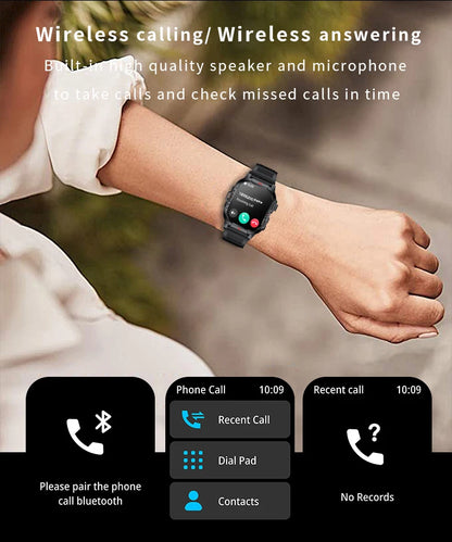 LIGE Smart Watch LED Flashlight Men Waterproof Watches 2.01-inch HD Screen Health Bracelet Military Outdoor Sport Smartwatch Man