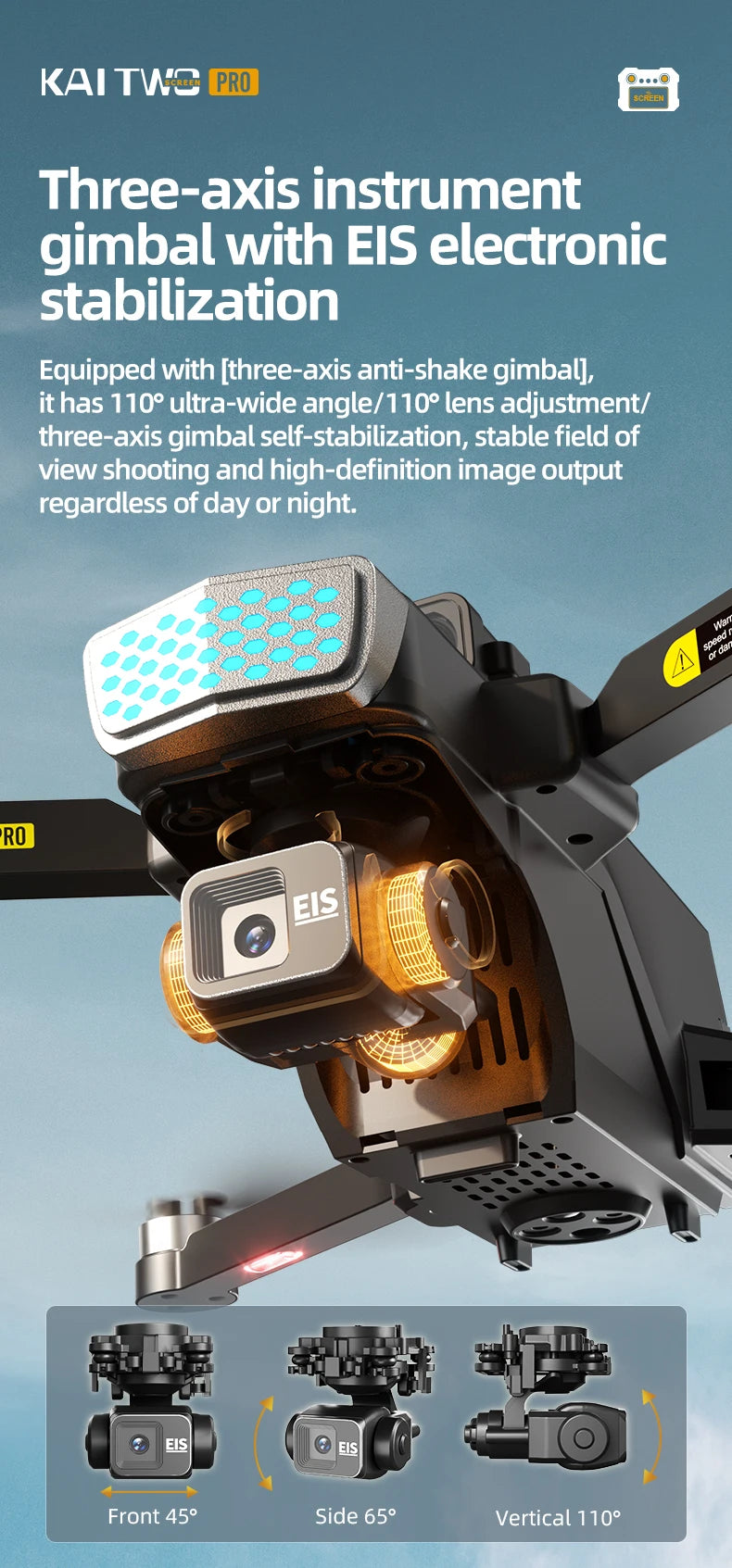 2025 KAITWO three-axis gimbal 5.6-inch touchscreen version with all-round laser obstacle avoidance, GPS optical flow positioning