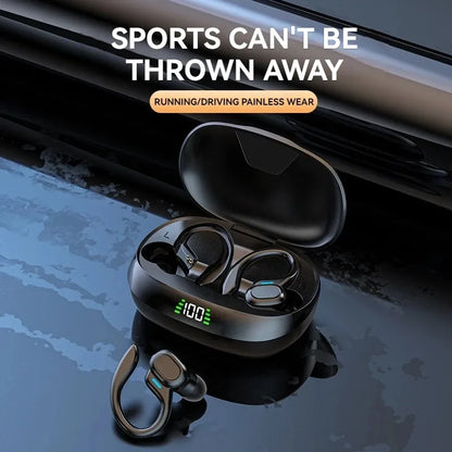 Ear Hook Wireless Sport Headphones 50H Open-Ear Bluetooth Earphones with LED Display Noise Reduction for Running Cycling