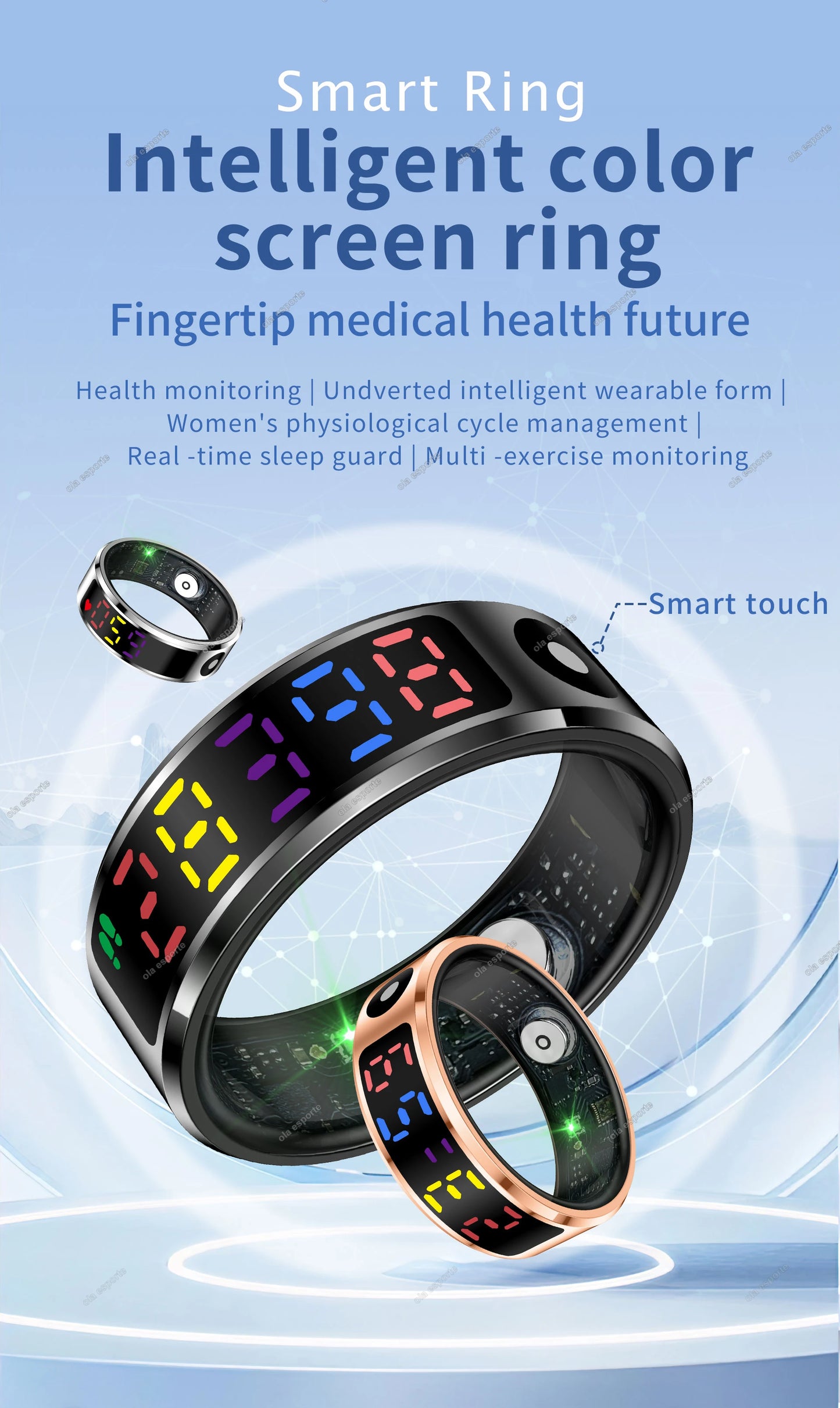 2025 R12 Smart Ring with Color Display Screen and Touch, Charging Box,Health Manager, 5 ATM Waterproof Smartring For Men Women