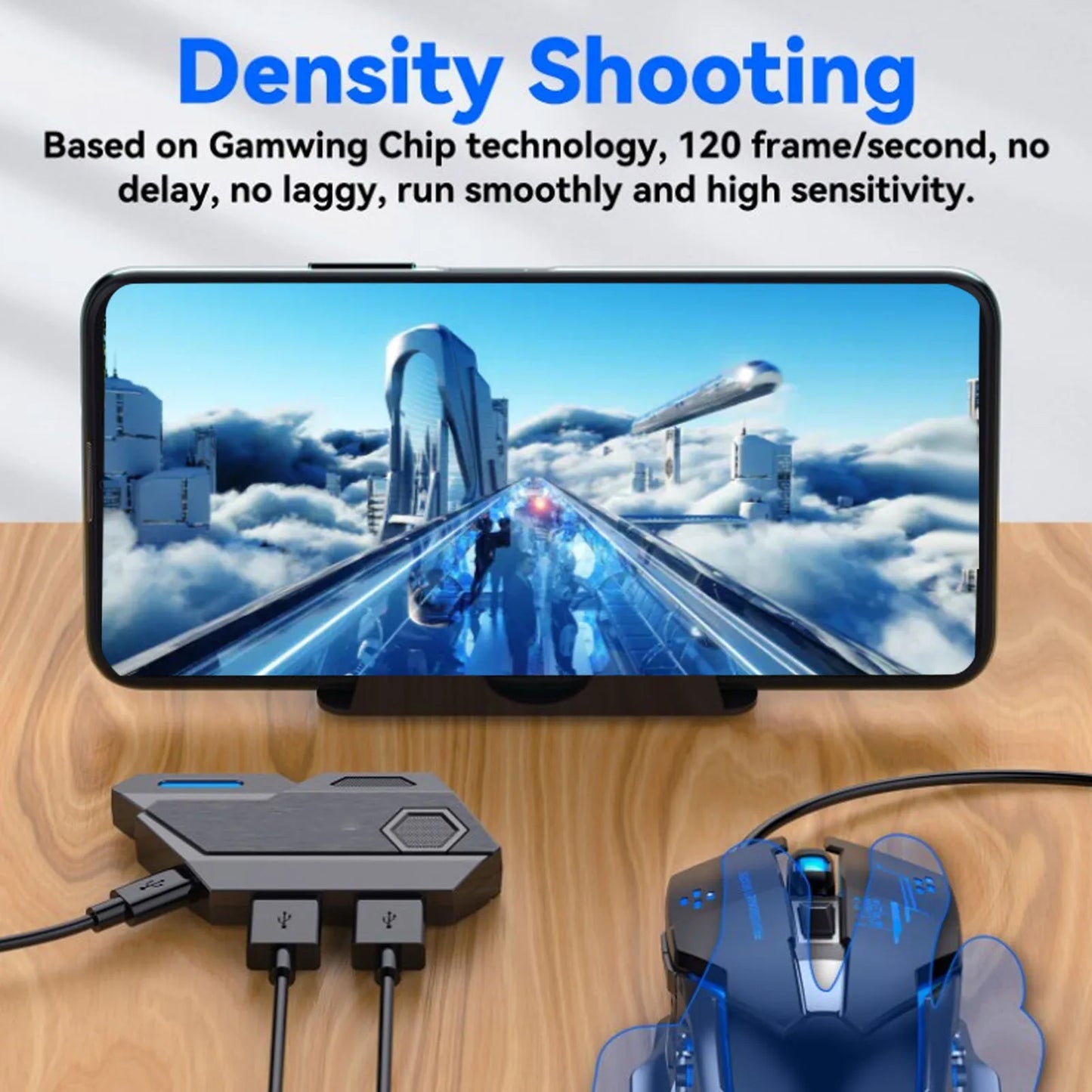 Mobile Game Combo Pack Bluetooth Connection Single Hand Keyboard Mouse Combo Responsive with Adjustable Phone Holder for Gaming