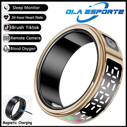 2025 Smart Ring with Display Screen and Touch, Wireless Charging, Health Manager, 5 ATM Waterproof For Men Women Rings R12 R11