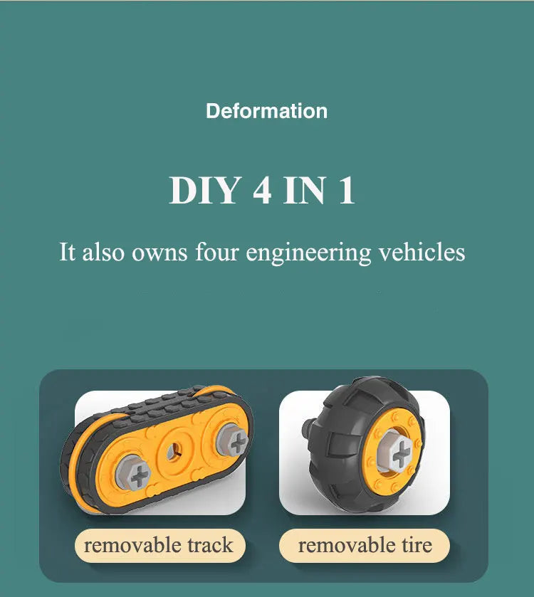 Kids Engineering Vehicle Electric Drill Tool Toys Match Children Educational Assembled Sets Tools For Boys Nut Building Gift