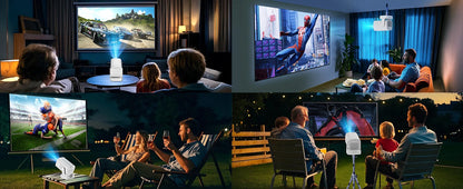 Mini Projector 4K Native HD 1080P Wifi6 Cinema Portable Projetor Built-in APP & Android System suitable for Home/Outdoor/Office