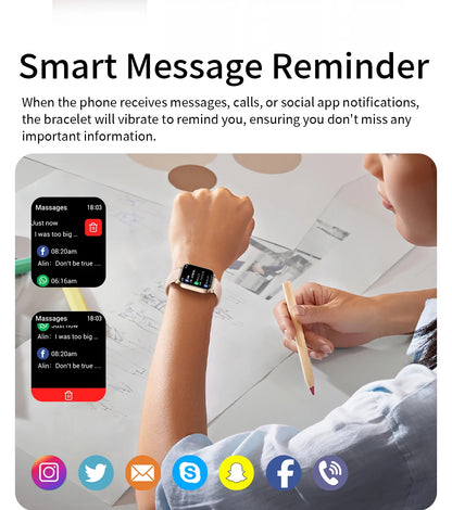 Fashion Smart Watch Men Women 1.85” HD Screen Custom Watch Face Health Monitor Women’s Watch Bluetooth Call Sports Smartwatches