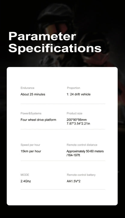 RC Cars 1:24 Remote Control Car 20KM/H 4WD High Speed RC Drift Car with LED Lights Extra Drifting Tires Vehicles for Adults Kids