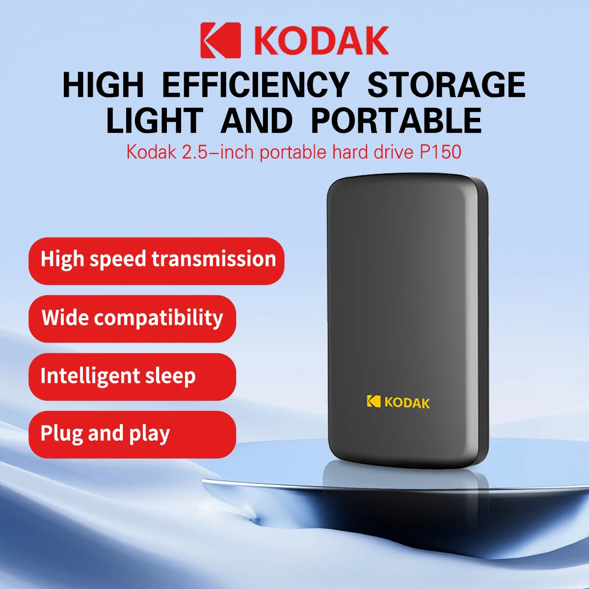 KODAK portable external hard drive P150 USB3.0, high-speed transmission, stable and durable, suitable for backup and storage
