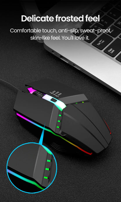 Elough Mute Wired Mouse USB Wired Gaming Mouse For Desktop PC Laptop Computer Home Office RGB LED Luminous Backlit Mouse Game