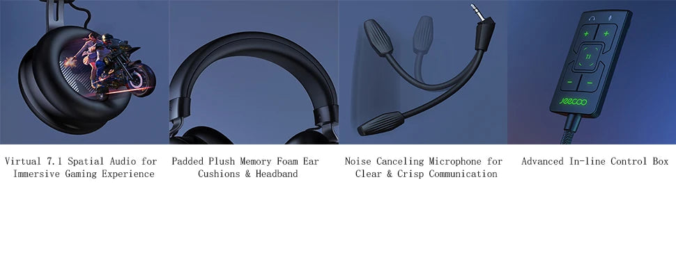 Gaming Headset for PC, Ps4, Ps5, Xbox Headset with 7.1 Surround Sound, Gaming Headphones with Noise Cancelling Mic