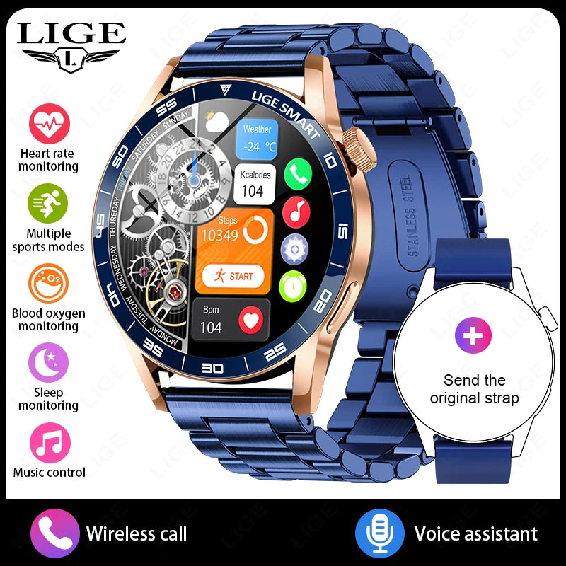 LIGE 2025 New Fashion Smart Watch Men HD Screen Sport Fitness Heart Rate Monitor Bluetooth Call IP68 Waterproof Smartwatch Women