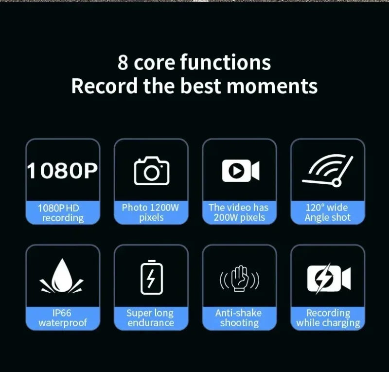 4K Mini Sport DV Action Sport Camera Flashlight Helmet Full HD 1080P Video Ideal Bodycam for Bike, Cycle, Motorcycle Camcorder