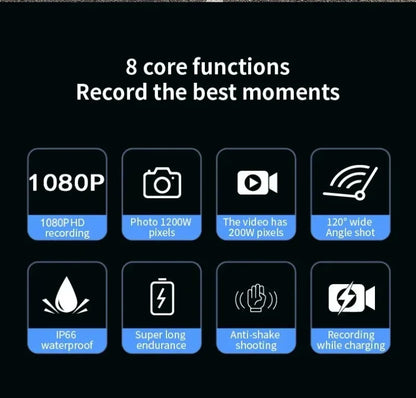 4K Mini Sport DV Action Sport Camera Flashlight Helmet Full HD 1080P Video Ideal Bodycam for Bike, Cycle, Motorcycle Camcorder