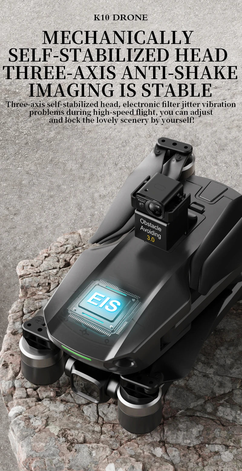 10KM 35 Mins With Touch Screen RC K10 Professional GPS Drone with 3-Axis Gimbal 8K Dual Camera FPV Brushless Airdrop Quadcopter