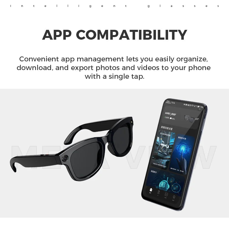 2025 New 800w HD Smart Glasses UV Protective Voice Assistant Touch Control Hands-Free Sound Surround Local Music Smart Glasses