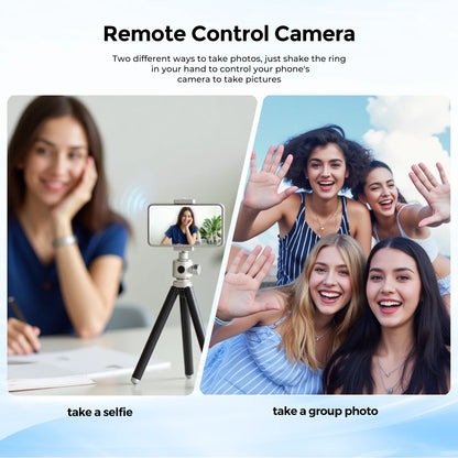 Smart Rings Bluetooth Gesture Swipe Control Sleep Heart Rate Oxygen Monitoring Multi Sports Modes Waterproof Women Health Ring