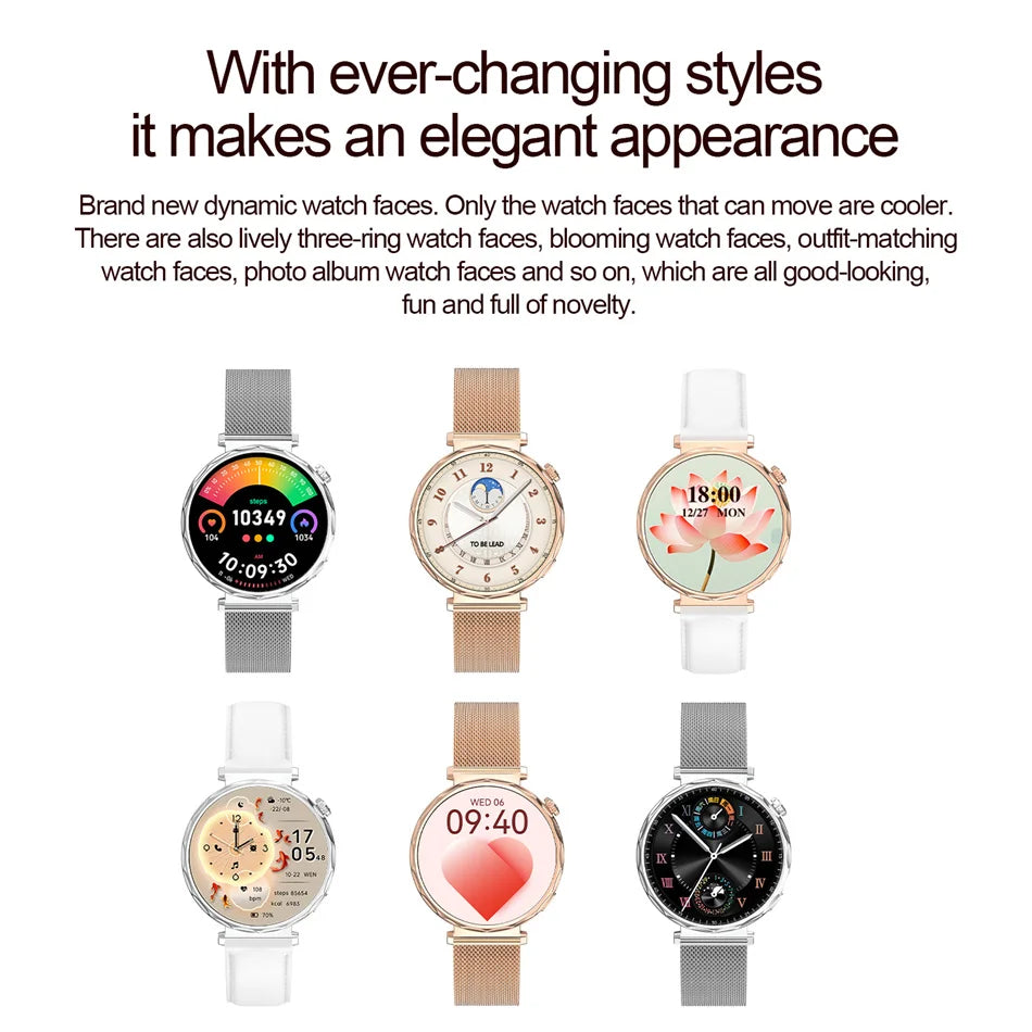 Fashion Women Bluetooth Call Smart Watch Watch AMOLED HD Screen Health Monitoring Waterproof Smartwatches 2025 New Android IOS