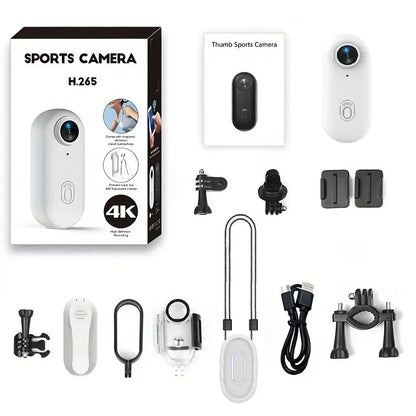 4K Thumb Action Camera, HD Sports Camera, Digital Image Stabilization, Automatic Exposure, 800mAh Battery, Rechargeable Lithium