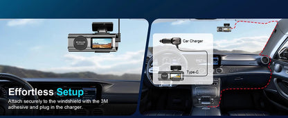 Dash Cam Front and Rear, 4K+1080P WDR Dash Camera for Cars,Built-in WiFi Car Camera with GPS Track,G-Sensor, Super Night Vision