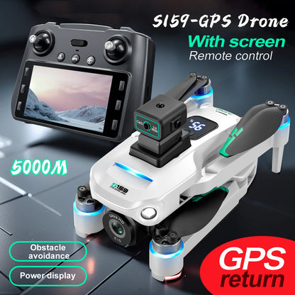 S159 GPS Drone Professional 360° Obstacle Avoidance Brushless 8K HD Dual Camera With Screen 5G WIFI FPV Dron Foldable Quadcopter