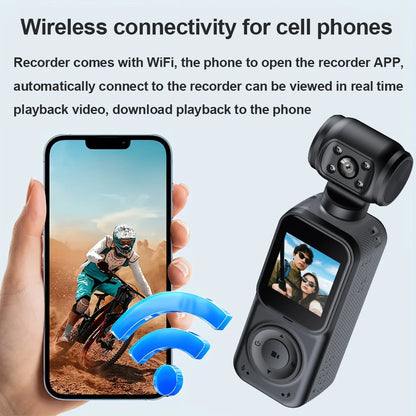 1440P QHD Display 2K Handheld Sports Pocket Camera 270° Rotatable WIFI Control Video Recorder WIFI Control Motion Camera