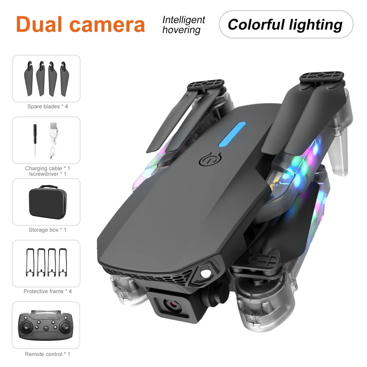 Professional Drone E88 4K Wide-Angle HD 1080P Camera WiFi FPV Height Hold Foldable RC Drone Quadrotor Helicopter Children's Toys