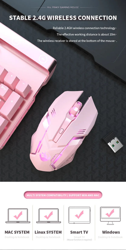 Gaming Mute Mouse Cute RGB Gamer 6 Buttons Mice Optical Office Computer Mouse For Desktop Laptop Ergonomic Game Mouse