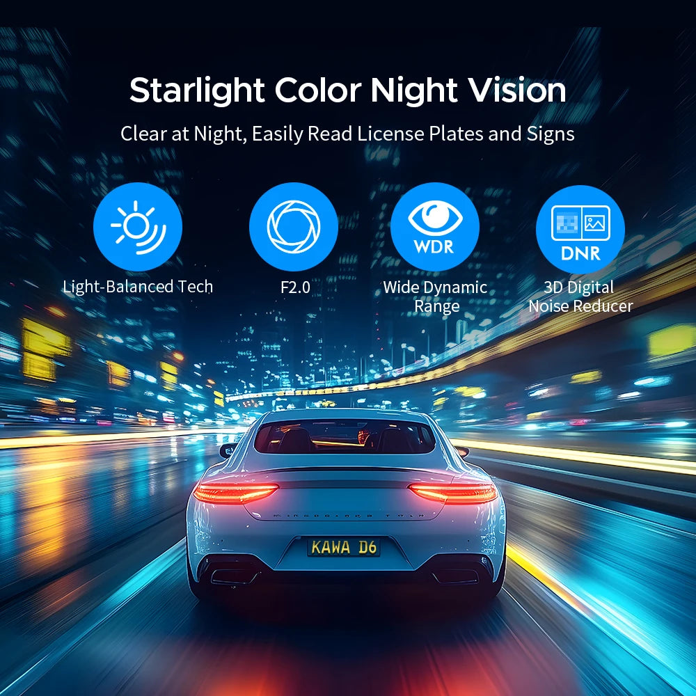 Dash cam KAWA D6 3K Video Recorder Car Dash Camera for AUTO, Car DVR Voice Control,Night Vision Dashcam 2025 New