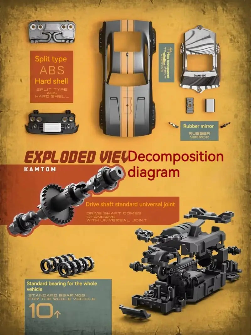 orange Kamtom 3299 1:32 Rc Car Upgrade Luminous Metal Servo Motor Car Dodgeboy Toy Car Professional Rc Drift Rc Stunt Car