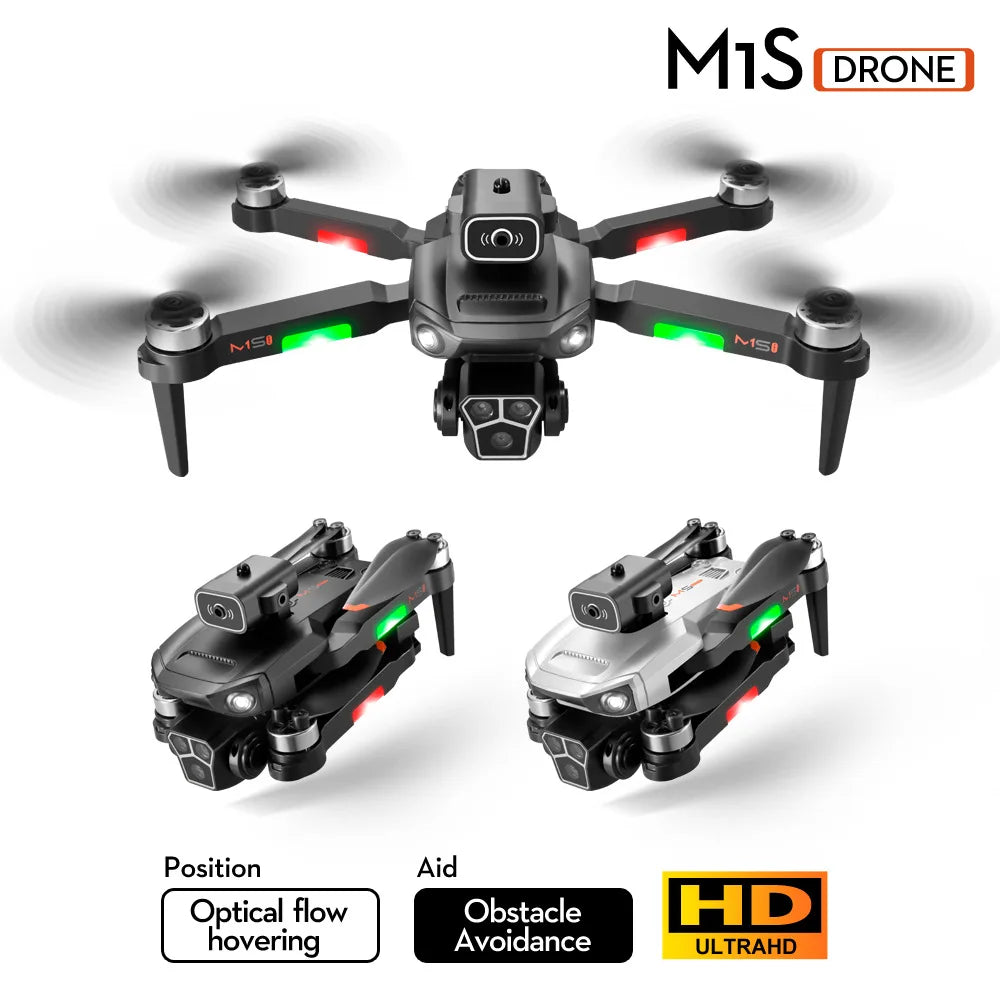 M1S Drone 4K Three Camera Brushless Motor Wide Angle Optical Flow Localization Four-way Obstacle Avoidance RC Quadcopter toys