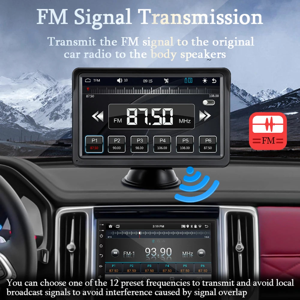 HIPPBQCC CarPlay Android Auto Car Radio Multimedia Video Player 7inch Portable Touch Screen With USB AUX For Rear View Camera
