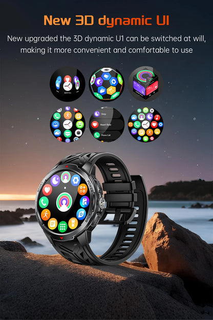 GPS Outdoor Sports Smartwatches 1100mAh Battery Compass Men's LED Lights 5ATM Waterproof Watch Bluetooth Call Smart Watch
