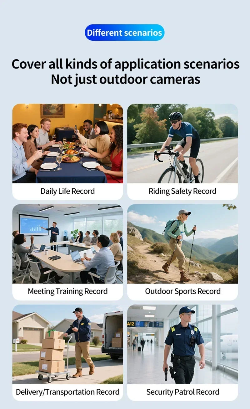 New 1080P HD Body Sports Camera WiFi Back Clip Police Camera for Law Enforcement Outdoor Sports Vlog Recorder with Fill Light