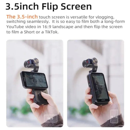 M5 Vlog Action Camera 5K 30fps/ 4K 60fps 3-Axis Anti-shake Digital Video Camcorder 180° Rotation Lens 3.5"Screen Face Tracking