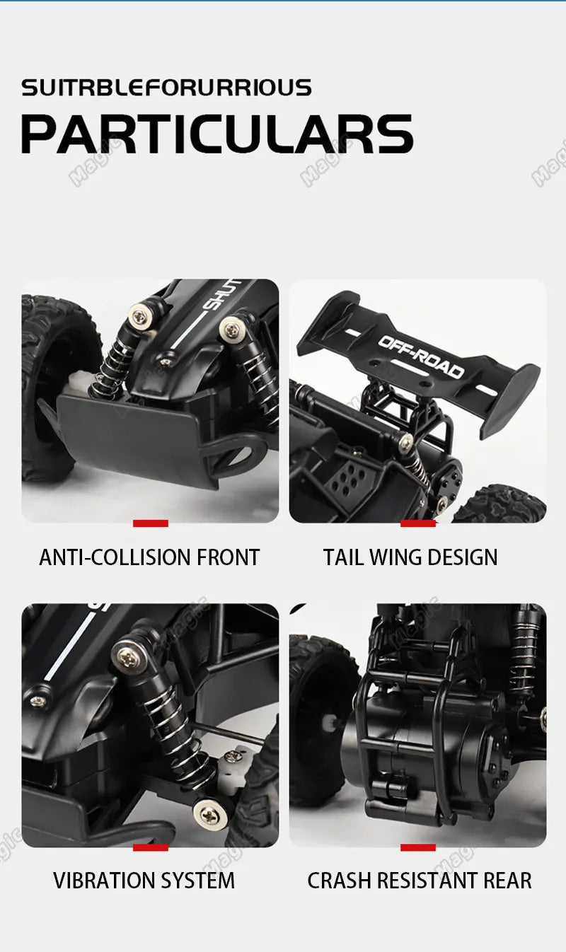 RC Car 2.4Gh Model With LED Lights 2WD High Speed Off-road Remote Control Climbing Vehicle Outdoor Cars Drift Kid Toys Boys Gift