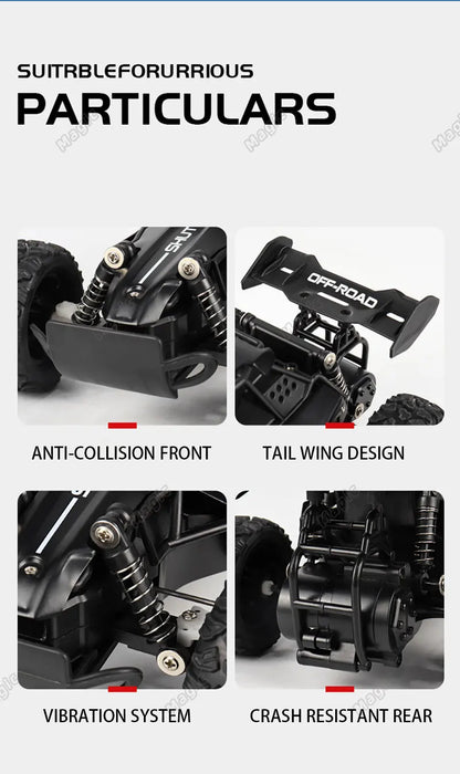 RC Car 2.4Gh Model With LED Lights 2WD High Speed Off-road Remote Control Climbing Vehicle Outdoor Cars Drift Kid Toys Boys Gift