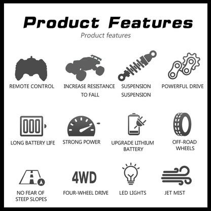 1:16 RC Car  2.4G Four Wheel Drive High-Speed Remote Control Drift Racing Car With LED Lights 4WD RC Car Model Toys for Boys Kid