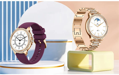 2005 New Fashion Ladies Bluetooth Call Smart Watch AMOLED HD Screen Health Monitoring Sports Diamond Smartwatch IOS Android